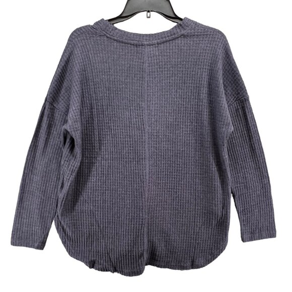 Olive And Oak Top Womens S Blue Waffle Knit Shirt Long Sleeve Button Thermal - Picture 3 of 12